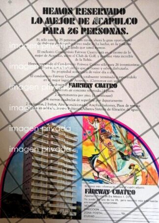 PUBLICIDAD RETRO. HOTEL FAIRWAY 4.  ACAPULCO 1970s