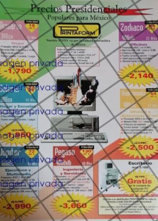 CARTEL PUBLICITARIO RETRO COMPUTADORAS PRINTAFORM 1992