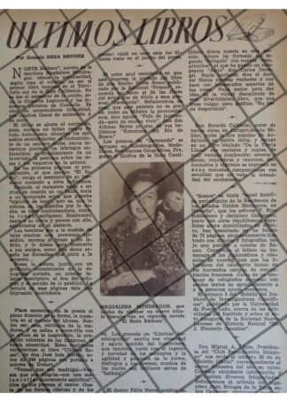 AFICHE RETRO. ESCRITORA. MAGDALENA MONDRAGON 1944