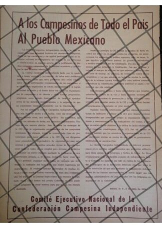AFICHE POLITICO RETRO. CONFEDERACION CAMPESINA 1964