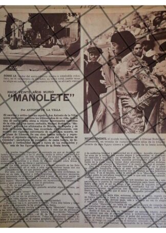 AFICHE RETRO 20 ANIVERSARIO DE MUERTE DE MANOLETE 1967
