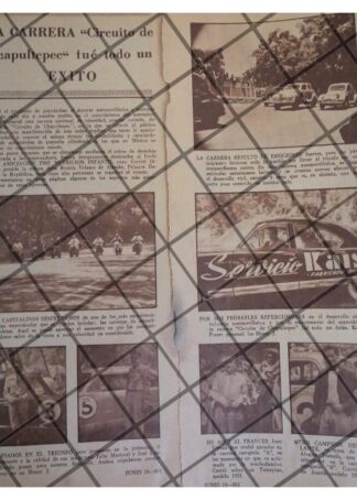 AFICHE RETRO CARRERA DE AUTOS CIRCUITO CHAPULTEPEC 1951
