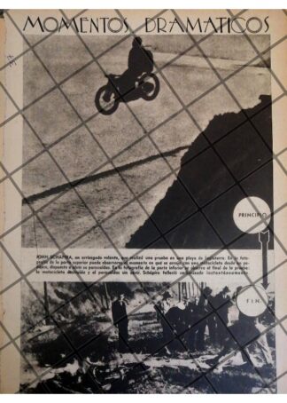 AFICHE RETRO MUERTE DEL MOTOCICLISTA JOHN SCHAPIRA 1937