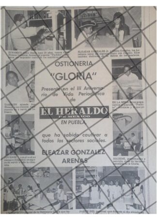 AFICHE RETRO OSTIONERIA GLORIA /ELEAZAR GONZALEZ ARENAS