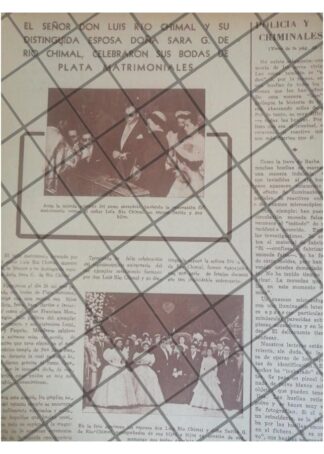 AFICHE RETRO BODAS DE PLATA. LUIS RIO CHIMAL 1952