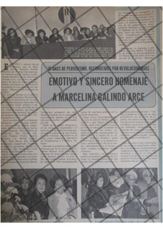 AFICHE RETRO HOMENAJE A MARCELINA GALINDO ARCE 1979