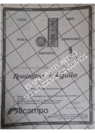 AFICHE PUBLICITARIO RETRO TIENDA DE ARMAS ALCAMPO 1982