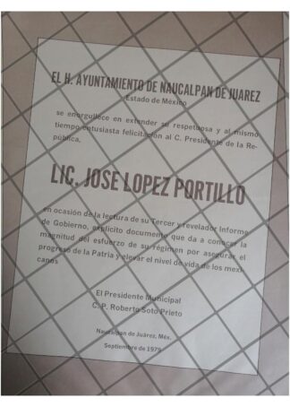 AFICHE POLITICO RETRO NAUCALPAN FELICITA LOPEZ PORTILLO 79