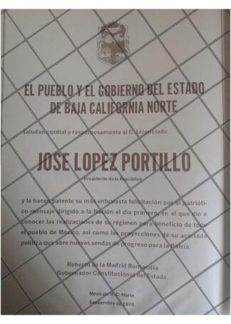 AFICHE RETRO BAJA CALIFORNIA N. FELICITA A LOPEZ PORTILLO 79
