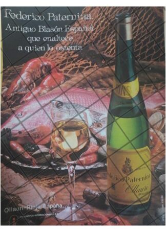 CARTEL PUBLICITARIO RETRO VINOS FEDERICO PATERNINA 1979 2