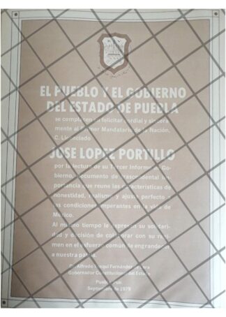 AFICHE POLITICO RETRO PUEBLA FELICITA A LOPEZ PORTILLO 79