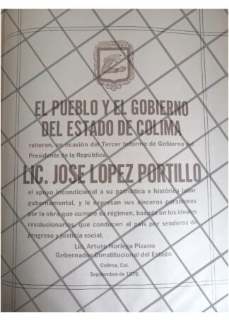 AFICHE POLITICO RETRO COLIMA FELICITA LOPEZ PORTILLO 1979