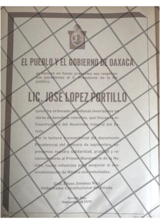 AFICHE POLITICO RETRO OAXACA FELICITA LOPEZ PORTILLO 1979
