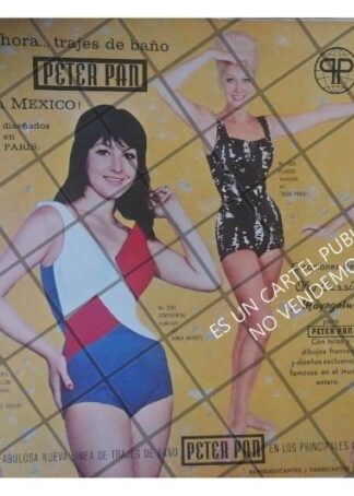 CARTEL PUBLICITARIO TRAJES DE BAÑO PETER PAN 1960s