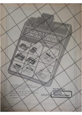CARTEL PUBLICITARIO RETRO CALCULADORAS PRINTAFORM 1979