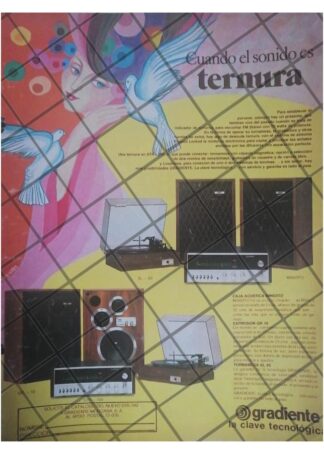 CARTEL PUBLICITARIO RETRO EQUIPOS DE AUDIO GRADIENTE 78