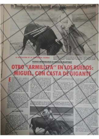 AFICHE RETRO. TRIUNFA TORERO MIGUEL ARMILLITA CHICO 1977