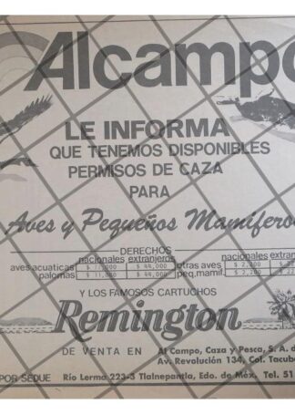 AFICHE PUBLICITARIO RETRO TIENDA DE ARMAS ALCAMPO 1982 /3