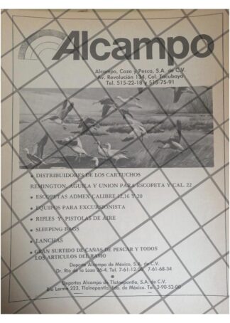 AFICHE PUBLICITARIO RETRO TIENDA DE ARMAS ALCAMPO 1982 /2