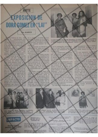 AFICHE RETRO LA PINTORA DORA GOMEZ, GALERIA LAI. 1977