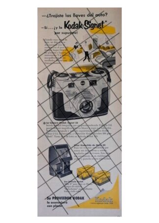 CARTEL PUBLICITARIO RETRO. CAMARA KODAK SIGNET 35 1953