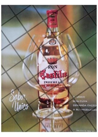 CARTEL PUBLICITARIO RETRO RON CASTILLO 1964 /13 VINOS