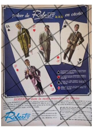CARTEL PUBLICITARIO RETRO TRAJES ROBERTS 1964