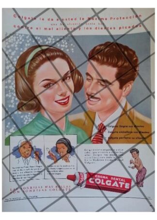 AFICHE PUBLICITARIO RETRO CREMA DENTAL COLGATE 1959 /7