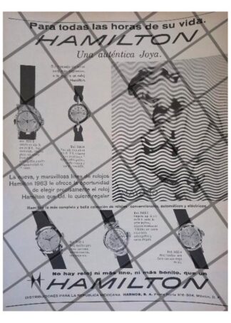 CARTEL PUBLICITARIO RETRO RELOJES HAMILTON 1963 /3