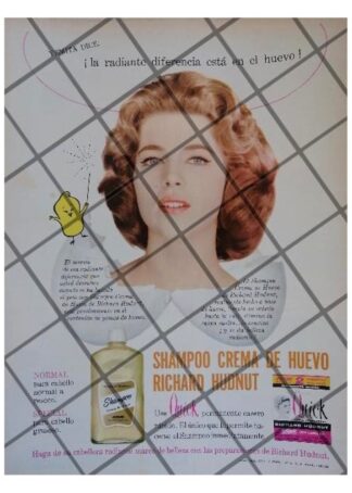 AFICHE PUBLICITARIO RETRO SHAMPOO RICHARD HUDNUT 1961