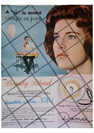 AFICHE PUBLICITARIO RETRO COSMETICOS BEAUTY BLEND 1961