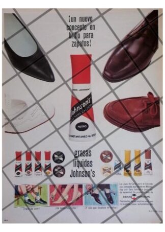 CARTEL PUBLICITARIO RETRO. CERA LIQUIDA JOHNSON´S 1964