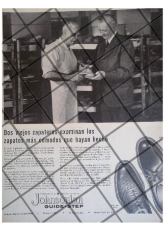 CARTEL VINTAGE CHARLES F. JOHNSON Y ZAPATOS JOHNSONIAN