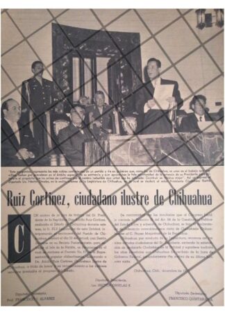 AFICHE RETRO CHIHUAHUA HONRA A RUIZ CORTINEZ 1956