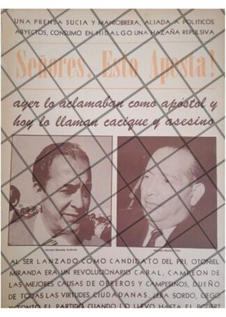 AFICHE RETRO. DURA CRITICA A OTONIEL MIRANDA ANDRADE