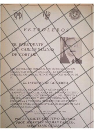 CARTEL ANTIGUO. SINDICATO PETROLERO CON SALINAS DE GORTARI