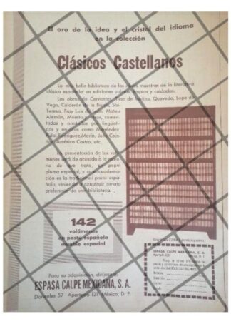 CARTEL PUBLICITARIO RETRO EDITORIAL ESPASA CALPE 1957 /2