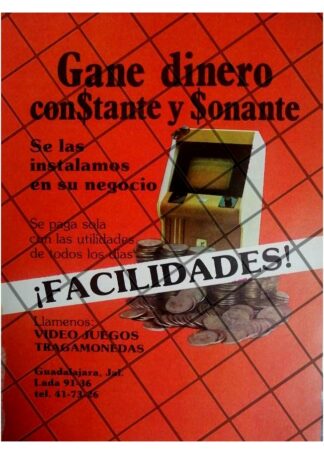 CARTEL PUBLICITARIO RETRO MAQUINAS DE ARCADE 1980s