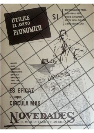 CARTEL PUBLICITARIO RETRO. EL DIARIO NOVEDADES 1944