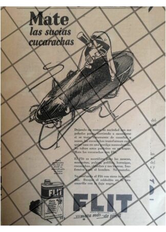 CARTEL PUBLICITARIO ANTIGUO INSECTICIDA FLIT 1930 -3
