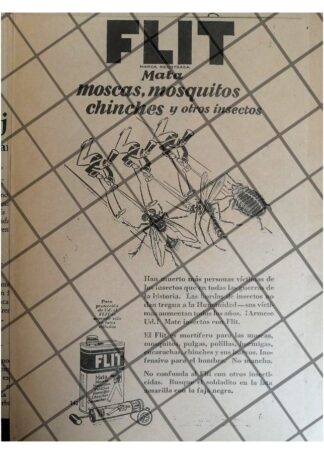 CARTEL PUBLICITARIO ANTIGUO INSECTICIDA FLIT 1931 -7
