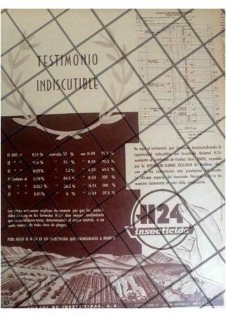 CARTEL PUBLICITARIO RETRO. INSECTICIDA H24 1953 /2