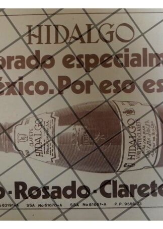 CARTEL PUBLICITARIO RETRO VINO BLANCO HIDALGO 1973