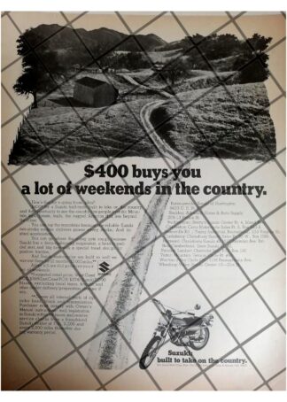 CARTEL PUBLICITARIO RETRO. MOTOCICLETAS SUZUKI 1970