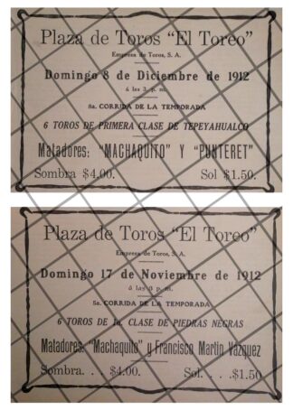 3 AFICHES ANTIGUOS CORRIDA PLAZA DE TOROS EL TOREO 1912 34