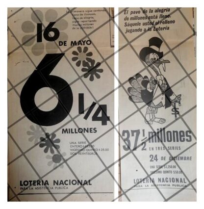3 AFICHES ANTIGUOS LOTERIA NACIONAL 1895-1960s - Image 3