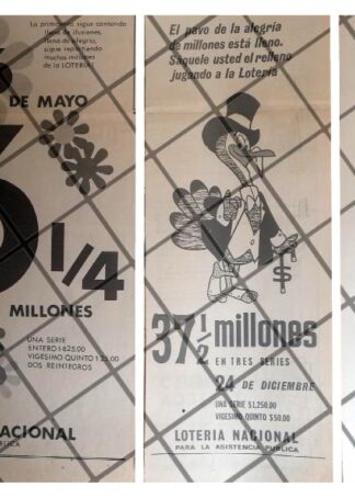 3 AFICHES ANTIGUOS LOTERIA NACIONAL 1895-1960s