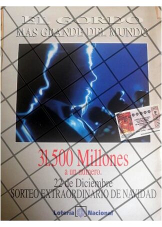 AFICHES RETRO LOTERIA NACIONAL 1992 EL MAS GRANDE
