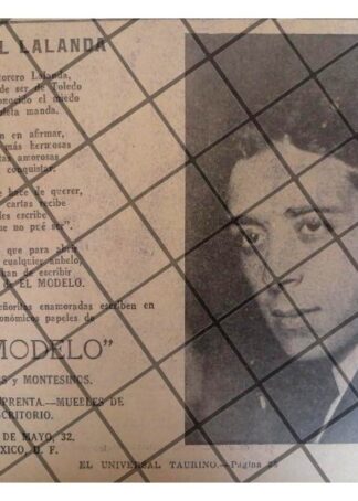 AFICHE RETRO MARCIAL LALANDA Y PAPELERIA EL MODELO 1922