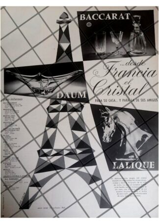 CARTEL PUBLICIDAD RETRO CRISTAL BACCARAT DIB. JEAN COLIN